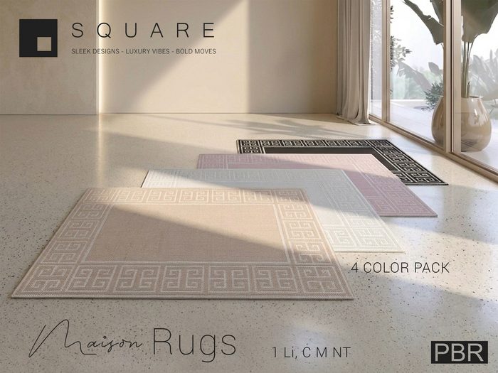 Second Life Marketplace - [ SQUARE ] - MAISON Rugs ( PBR ) ( 4 Rugs PACK )